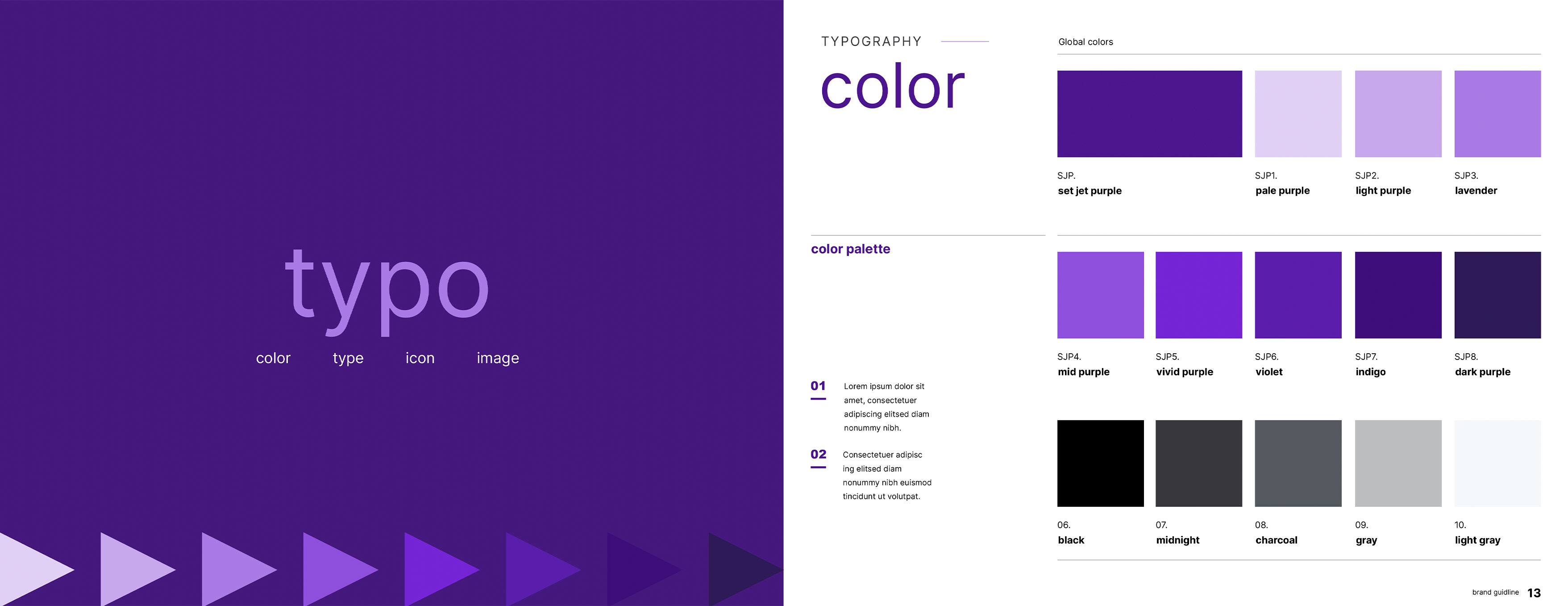 Set Jet brand guidelines showcasing the official color palette, typography standards, and approved brand colors for print and digital applications.