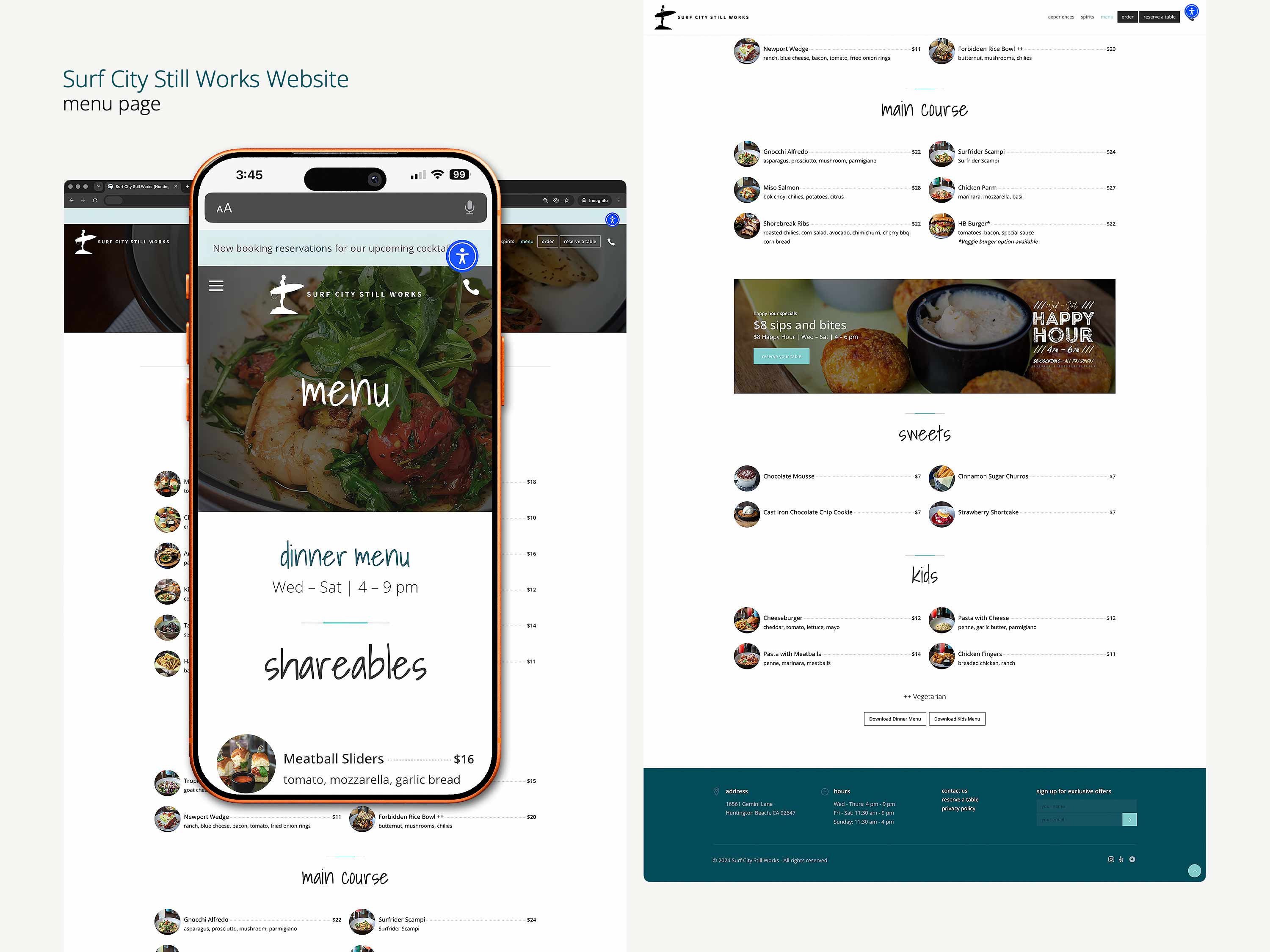 Surf City Still Works Menu Page