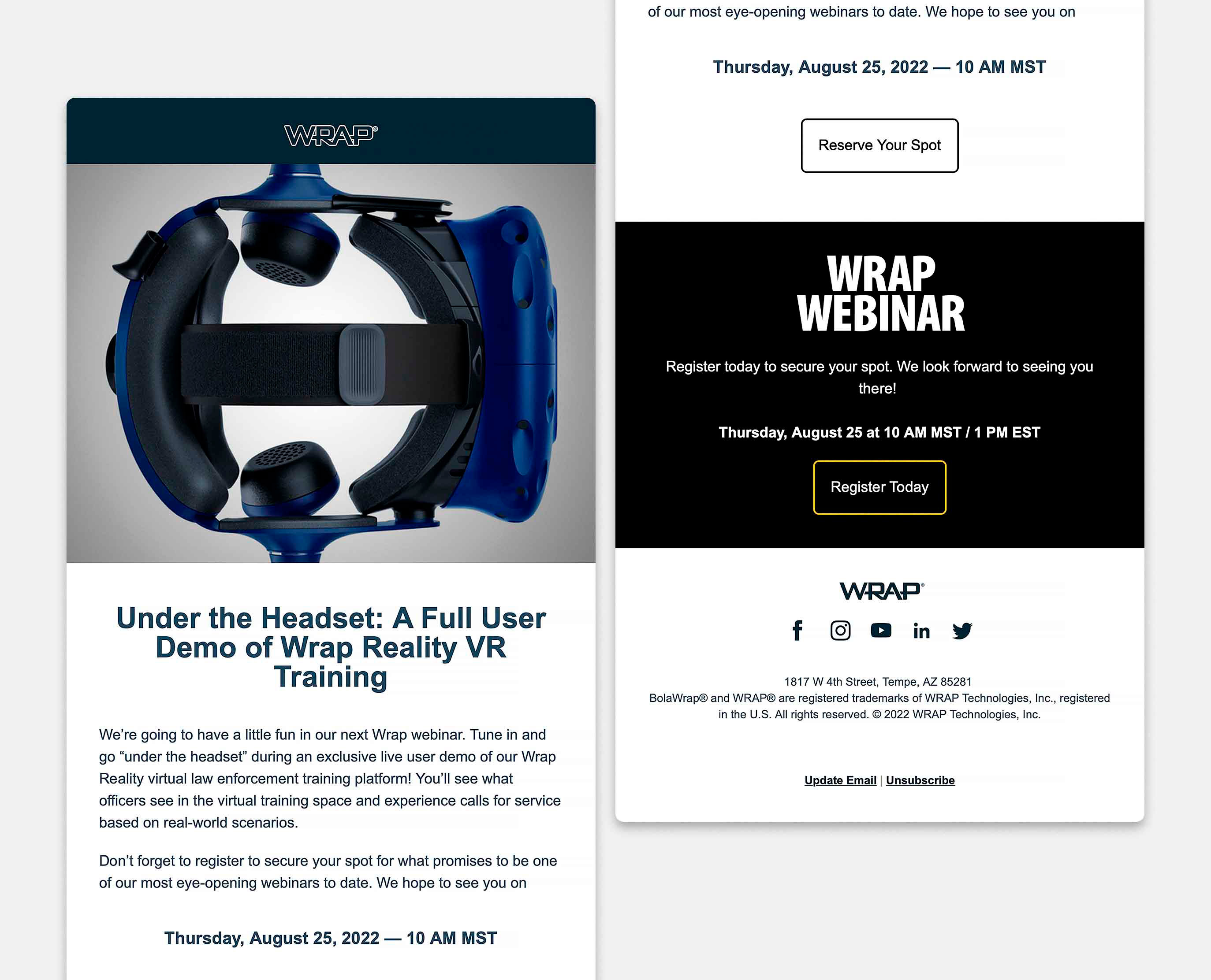 WRAP Under the Headset Webinar Email Campaign