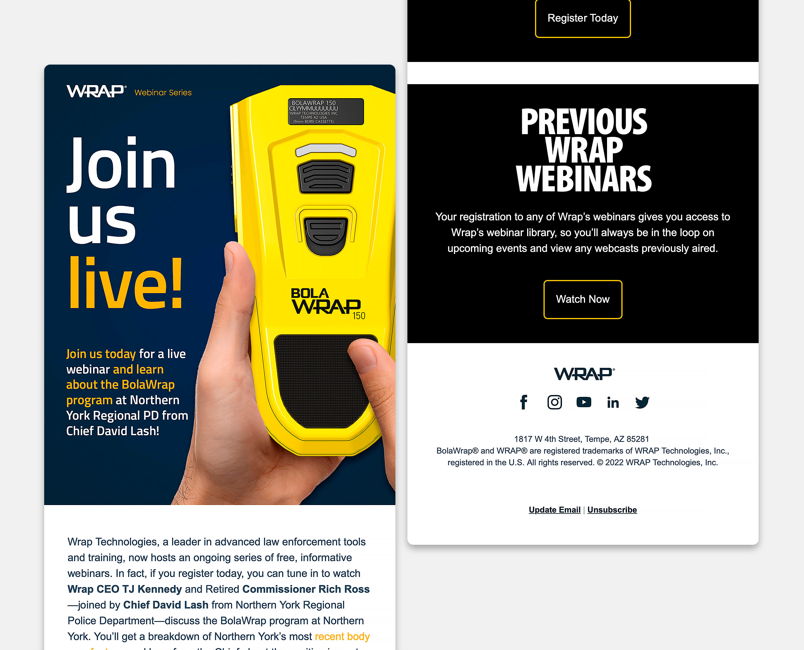 WRAP Police1 Product Alert & Webinar Email Campaign