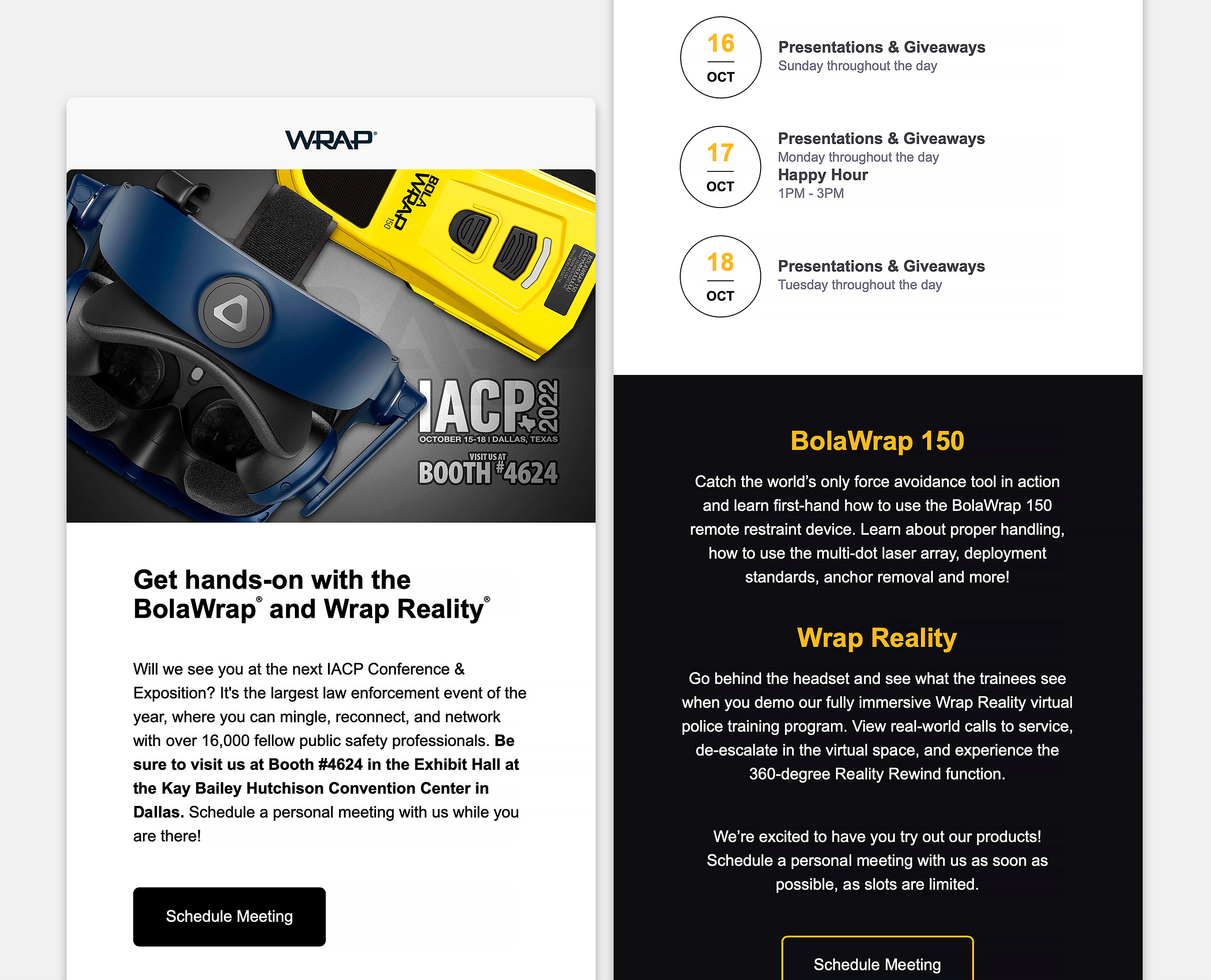 WRAP Schedule a time & visit us at Tradeshow Email Campaign