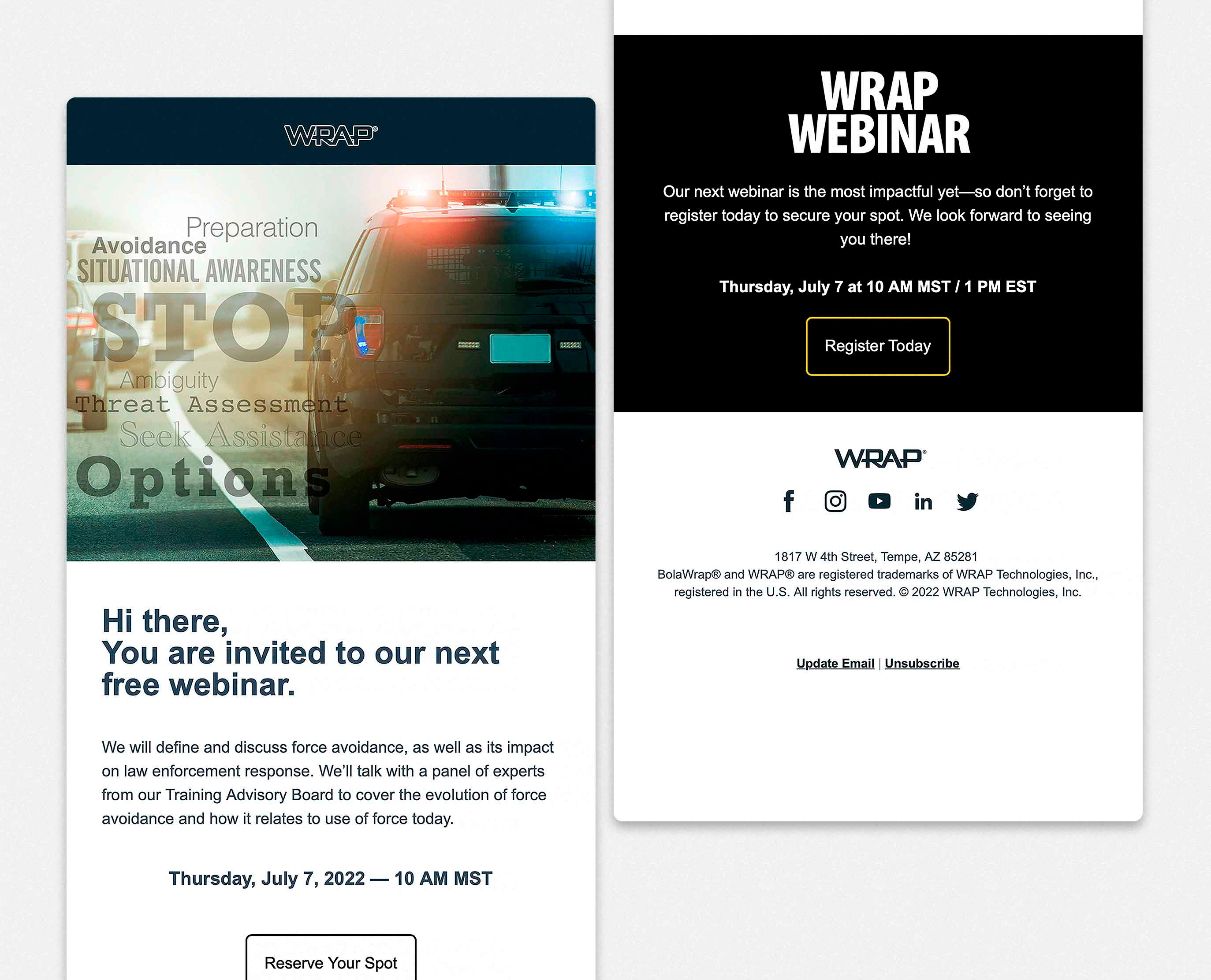 WRAP Force Avoidance Webinar Email Campaign